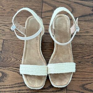 Beige Espadrille Sandals with Ankle Strap